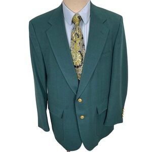 John Weitz Blazer Mens 42R Teal Gold Crown Two Button Tailored Sport Coat Jacket